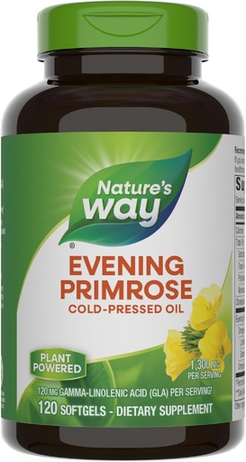 [BRSWIYQPO4PAO33M] Nature's Way Evening Primrose Oil, Cold Pressed, 120 mg GLA por serviço(1), 120 Softgels (Packaging May Vary)