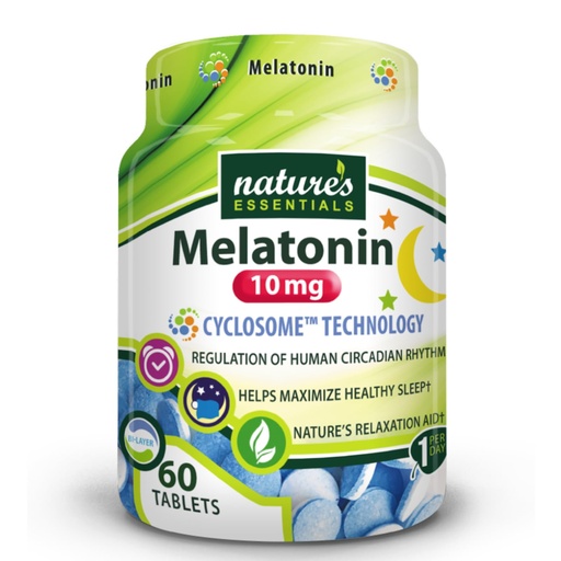 [BRSWECQ3BAOR6AL3] NATURE'S ESSENTIALS Melatonin 10mg | Immediate & Extended Release | Advanced Cyclosome Liposomal Delivery | Non-GMO, Gluten Free, Vegetarian | 60 Tablets