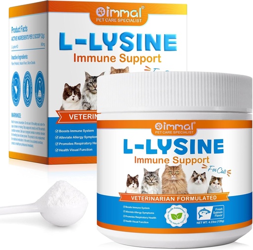 [BRSROBTRBMPGKCLL] L-Lysine Powder for Cats, 120g Lysine Powder Supports Cats Immune System, Respiratory Health & Visual Function – Lysine Powder Improve Cats Eye Discharge, Pets Health Supplies, Salmon Flavor - 4.23oz