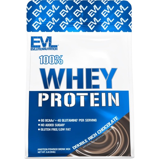 [BRSRAZQCCN4GO3LV] Evlution Nutrition 100% Whey Protein, 25g of Whey Protein, 6g of BCAAs, 4g of Glutamine, Gluten Free (1 LB, Double Rich Chocolate)