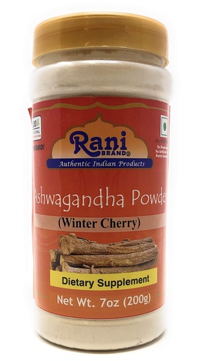 [BRSWGBA5BAHA223U] Rani Ashwagandha Powder (Withania Somnifera) 7oz (200g) PET Jar ~ All Natural | No Color | Gluten Friendly | Vegan | Non-GMO | No Salt or fillers | Indian Origin