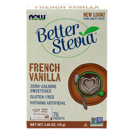 [BRSWIYQ2CZ5WI2DC] NOW Foods, BetterStevia French Vanilla Granulated Packets Zero-Calorie Sweetener, Keto Friendly, Suitable for Diabetics, No Erythritol 75 Count