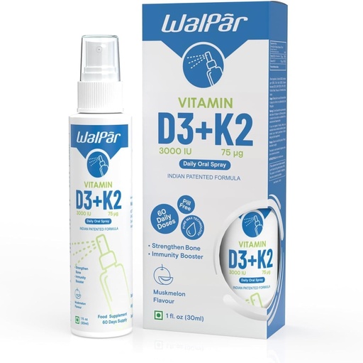 [BRSROEI3BZ7AK23X] Vitamin D3 and K2 Oral Spray (60 Doses) - 75mcg, 3000 IU Multivitamin Spray- Muskmelon Flavor - Easy Absorption Oral Vitamin D Liquid Supplement - Bone Health Support and Immune Spray for Adults