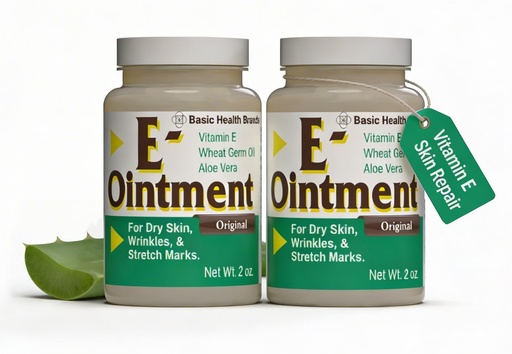 [BRSWIF35BYCB4ETI] Basic Brands - Vitamin E Ointment - 2oz - Moisture Enhancing - Can Help Reduce Appearance of Scars, Stretch Marks, Fine Lines & Wrinkles - 2-Pack