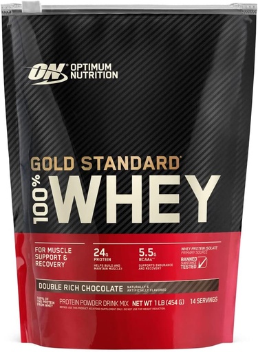 [BRSWIFL5BYEGAGYV] Optimum Nutrition Gold Standard 100% Whey Protein Powder, Double Rich Chocolate (1 lb.), Package may vary
