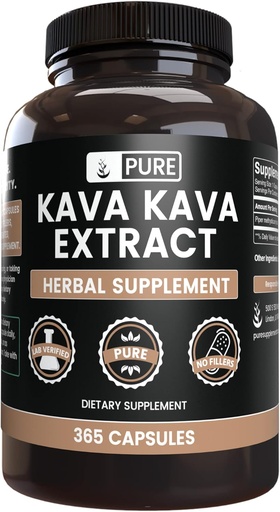 [BRSW2YIEC4AQYH3D] PURE ORIGINAL INGREDIENTS Kava Kava (365 Capsules) No Magnesium Or Rice Fillers, Always Pure, Lab Verified