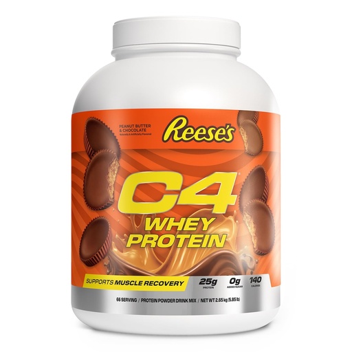 [BRSRAGALPJ7GMFL3] C4 Whey Protein Powder, Reese’S Peanut Butter & Chocolate - 25g Protein, 0g Added Sugar, 140 Calories Per Serving, Supports Muscle Recovery, 66 Servings, Premium Whey for Post-Workout