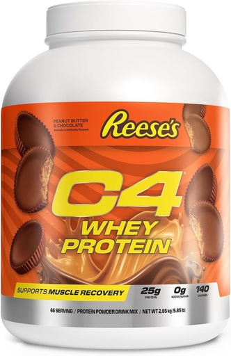 [BRSRAGALPJ7GMFL3] Cellucor C4 Whey Protein Powder, Reese’s Peanut Butter & Chocolate - 25g beljakovine, 0g dodan sladkor, 140 kalorij na strežbo, podpira okrevanje mišic, 66 Serving, Premium Sirotka za post-workout
