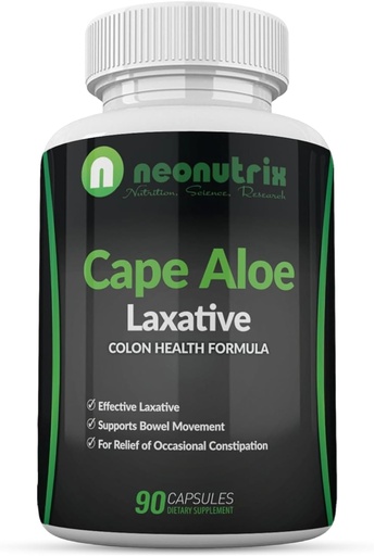 [BRSWGFAEAUPGK2YZ] Cape Aloe Natural Laxatives for Constipation Relief- Promoes Sund tarmbevægelse - Supplement til mænd og kvinder - Herbal Detox - 90 kapsler - Lavet i USA af Neonutrix