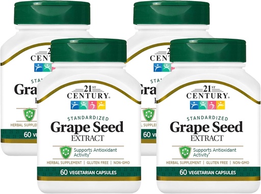 [BRSRAY3ROV6BUCA4] 21世纪葡萄种子提取 Veg Capsules, 60 Counter (21378) (Pack of 4).