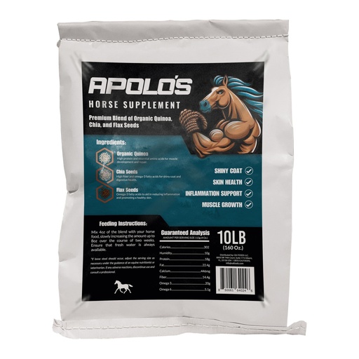 [BRSRAAQRDEFBG2TJ] Greenfit APOLO'S 100% Natural Horse Supplement for Daily Feeding – Joint Support, Coat Shine & Strength | Flaxseed, Quinoa, Chia | 10 LB Bag