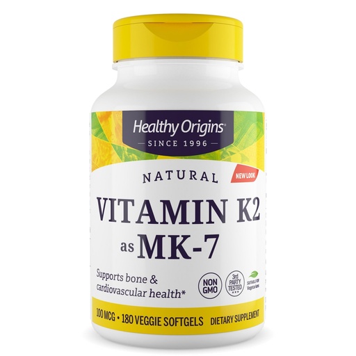 [BRSWK2YPCQMBUHT6] Healthy Origins Vitamin K2 100 mcg (MK-7, Non-GMO, Gluten Free, Cardiovascaular Support, Bone Support), 180 Veggie Gels