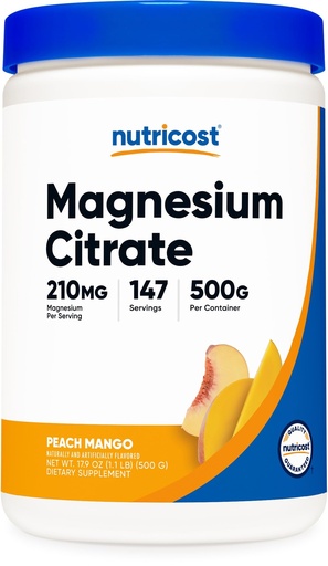 [BRSW2AIZOYMWM3AU] Nutricost Magnesium Citrate Powder (Peach Mango, 500 Gram)