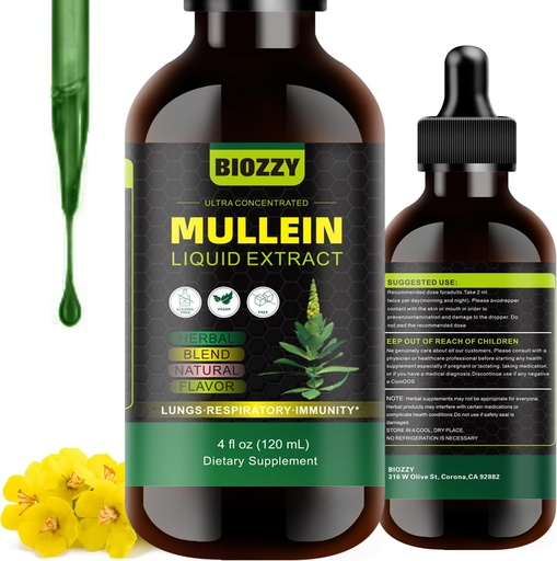 [BRSRAYYDC4GWA3TA] Generic Mullein Drops for Lubs  големоглав екстракт за респираторни и бели дробове Поддръжка  горчица Mullein добавка Liquid