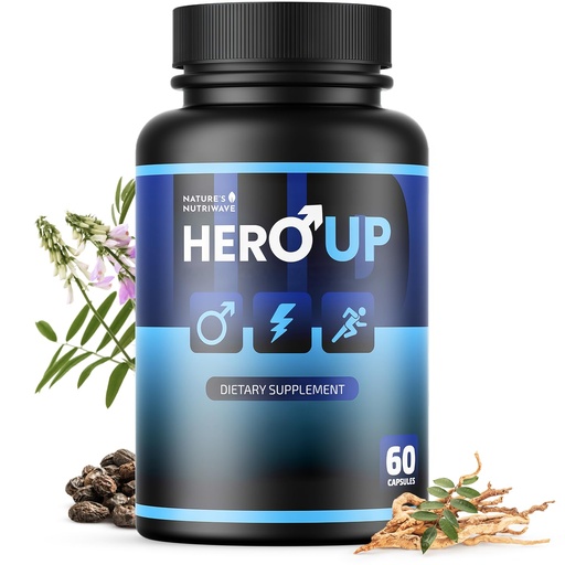[BRSRAFIYCVYWGGTU] HeroUP - Natural Wellness Supplement with Plant-Based Ingredients – Non-GMO, Stimulant-Free | Made in the USA, GMP-Certified | 60 Capsules, 1 Month Suppy