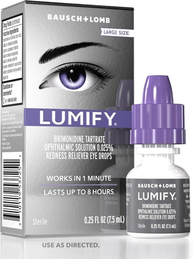 [BRSWGEA7DIJRQYIV] LUMIFY silmätipat punaisille silmille, punertava reliever kirkkaammille silmille, toimii 1 minuutin ja kestää jopa 8 tuntia, silmätipat, 0,25 Fl Oz (7,5ml)