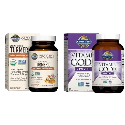 [BRSRAZYRA4FQOCDH] Garden of Life Turmeric Inflammatory Response 60 Tablets 100mg Curcumin & Zinc Supplements 30mg High Potency for Immune Health