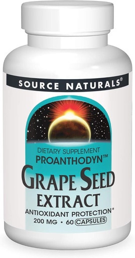 [BRSWIY35AQPBMCA5] מקורות טבעיים Proanthodyn Grape Seed לחלץ, Antioxidant Protection, תומך במוח הזדקנות בריא *, 200 מ"ג - 60 קפסולות