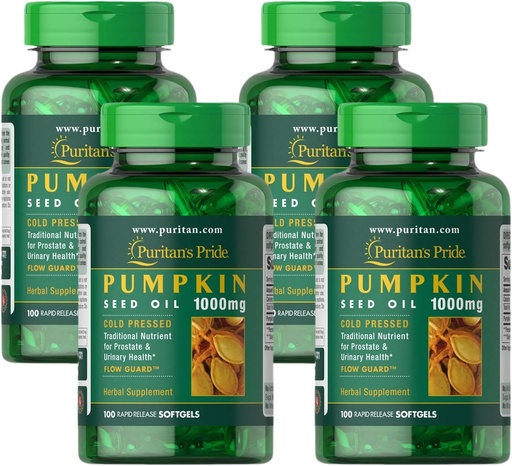 [BRSRMFIYCINB6FYY] Pumpkin Seed Oil, Supports Prostate and Urinary Health White 100 Count (Pack of 4)