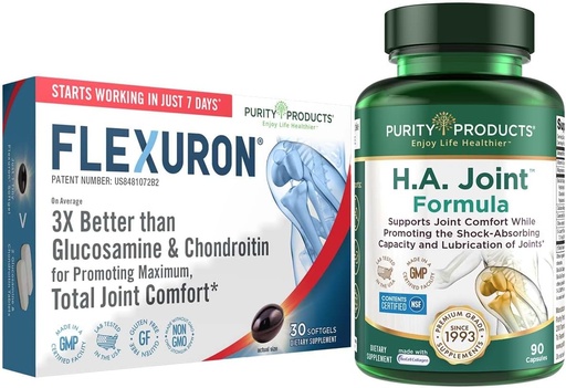 [BRSWYCQHOYPGEDQ7] Purity Products Flexuron Joint Formula + H.A. Joint Flexuron (Krill Oil, Low Molecular Weight Hyaluronic Acid, Astaxanthin) - HA Joint (BioCell Collagen, Boswellia Serrata, Quercetin, H.A. + Más)