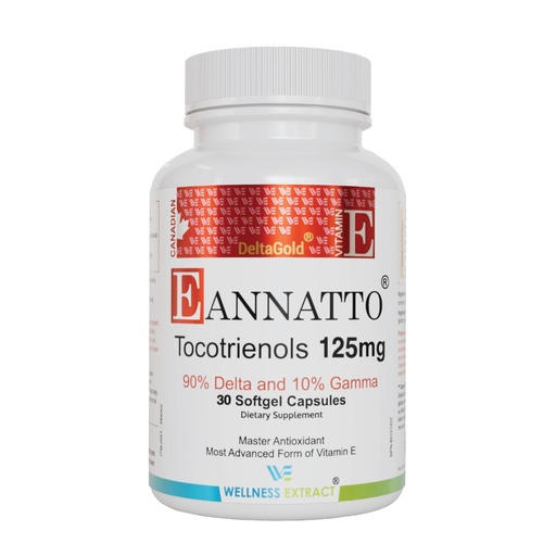 [BRSW2AAOOB5QGD34] WELLNESS EXTRACT Eannatto Tocotrienols Vitamin E Supplements Tocopherol Free, Non-GMO, Gluten Free & Antioxidant (125MG 30 Softgels)