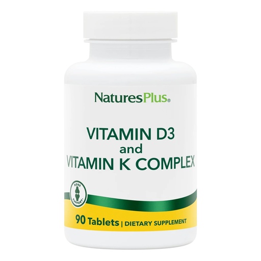 [BRSW2AQ2B5YGOH3L] NaturesPlus Vitamins D3 & K2 - 90 Tablets - Promotes Bone Support, Immune Function, Cardiovascular Health & Mood Balance - Vegetarian, Gluten Free - 90 Servings