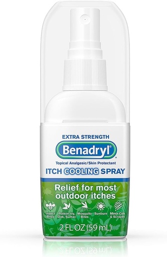 [BRSWKZYDB5YWODTK] Benadryl Extra Strength Anti-Itch Cooling Spray, Topical Analgesic and Skin Protectant for Relief from Most Outdoor Itches, Travel Size, 2 fl. oz (Pack of 3)