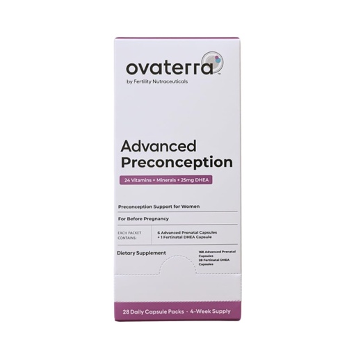 [BRSW2GLRCENRGHTP] Ovaterra Advanced Preconception Vitamins for Women with DHEA 25mg, Choline 550 mg, Folate (Methylfolate) 1,010 mcg, Omega-3 DHA & EPA 196 Capsules - 28 Day Supply
