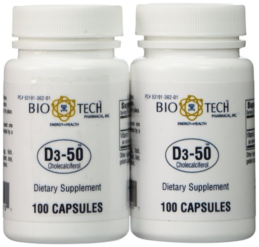 [BRSWIGYICIOB4EI5] Bio-Tech - D3-50 50,000 IU, 100 Count (Pack of 2)