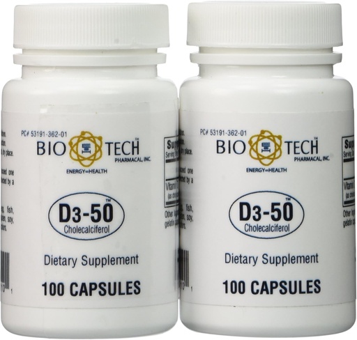 [BRSWIGYICIOB4EI5] Bio-teknologia - D3-50 50.000 IU, 100 kondea (Pack of 2)