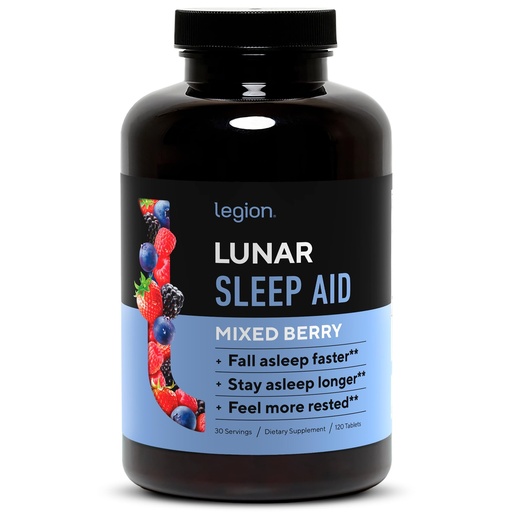 [BRSWKZAQBF5BMHD2] LEGION Lunar Natural Sleep Aid Chewable Tablets with Melatonin, L-Glycine, 30 Serving