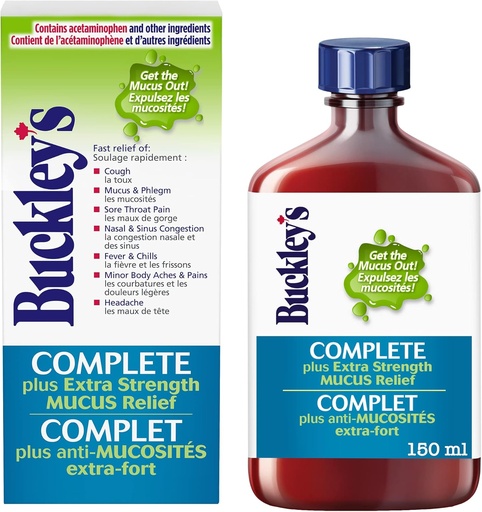 [BRSWI2YTPIJWKG3Y] Buckley's Complete 'MUCUS RELIEF' Sīrups Papildu spēks COUGH atvieglošanai - 150 ml