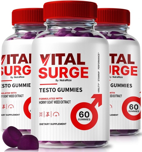 [BRSRAFI7CVYWC3DA] (3 Pack) Vital Surge Testo Gummies – Premium VitalSurge Gummies for Men with Clean Ingredients to Fuel Drive, Confidence and Daily Performance, Easy-to-Chew Tasty Vital Surge ME Gomitas (180 Gummies)
