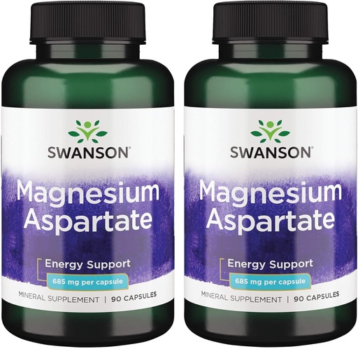 [BRSWGFD3BYNWKAD7] Swanson Aspartate de magnésium 685 mg 90 capsules (2 boîtes)