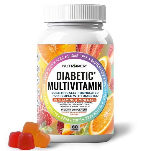 [BRSROA32BV5G2ELF] NutraPep Premium Multivitamin Chewable Gummies for Women & Men - Sugar-Free & Gluten Free Supplement Vitamins - Calcium Magnesium Zinc Manganese Thiamine Biotin…