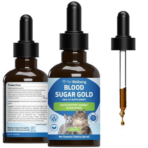 [BRSWKHY4AYHQKGTG] Pet Wellbeing Blood Sugar Gold for Cats - Holistic Support for Healthy Blood Sugar Levels, Insulin Stabilization & Normal Pancreatic Function - NASC Certified & Vet-Formulated - 2 oz Liquid