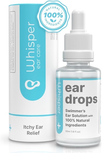 [BRSROHT6B4BRGF3U] Whisper Ear Drops | 2oz | USA | All Natural Swimmers Ear Drops for Adults with Itchy Ears | Swimmer's Ear Drops Combat Swimmers Ear with Acetic Acid Ear Drops