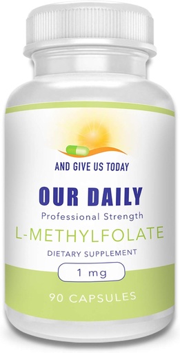 [BRSWGHAKCJYQMALX] Onze dagelijkse Vites L-methylfolaat 1mg / 1000 mcg Maximale sterkte actieve Folaat, 5-MTHF, Filler Free, Glutenvrij, Niet-GMO, Vegetarische Capsules 90 Tellen (Pack of 1)