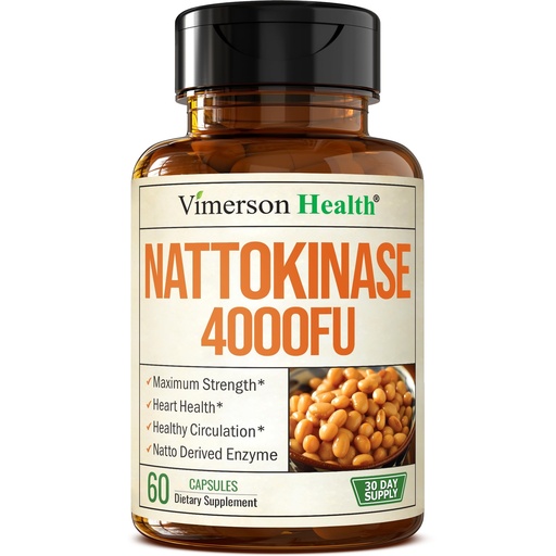 [BRSROBLYCUJWAHLV] Nattokinase Supplement - Heart Health Supplements with Nattokinase 4000 FU - Max Strength Circulation Supplements - Systemic Enzymes for Healthy Circulation & Smooth Flow. Non-GMO & Vegan. 60 Capsules