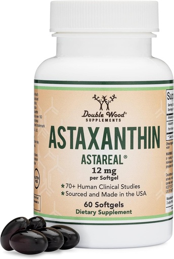 [BRSW2CALB55RQCI7] Astaxanthin 12mg Max Міцність (тільки запатентований Astaxanthin (Astrareal) з 70-ма клінічними випробуваннями - Найпопулярніші бренди світу) Вирощувати, змастити і виготовляти в США (Astaxantina) по Double Wood
