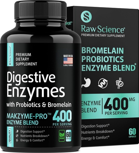 [BRSRMBICOZ5QE2Y6] Qadınlar və Kişi Digestive Health üçün Probiotics ilə digestive Enzymes - Bloating Yardım, Gut Health Supplement: Bromelain, Papaya Enzyme, Acidophilus Probiyotik, Digestion üçün Lactase Enzymes - 60 Pills