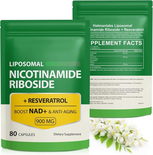 [BRSRAHD4CUMBSG3K] Nicotinamide Riboside를 가진 NAD 보충교재 - Resveratrol, Liposomal Nicotinamide Riboside, Quercetin - 노화 방지, 초점, 에너지 160 캡슐 (2 부대)를 위한 높은 순수성 NAD 보충교재