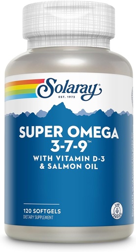 [BRSWIZLYO4ORO2A3] SOLARAY Super Omega 3 7 9 Supports Healthy Skin, More EPA, DHA, Essential Fatty Acids from Fish Oil Mini Softgel, 120ct