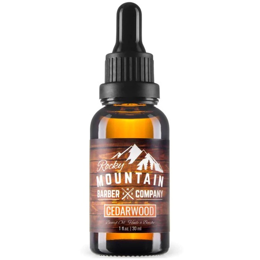 [BRSWKE37PMGQ4FI3] Rocky Mountain Barber Company Men’s Cedarwood Beard Oil - Featuring Grapeseed Oil, Coconut Oil, Argan Oil and Real Cedarwood Essential Oil