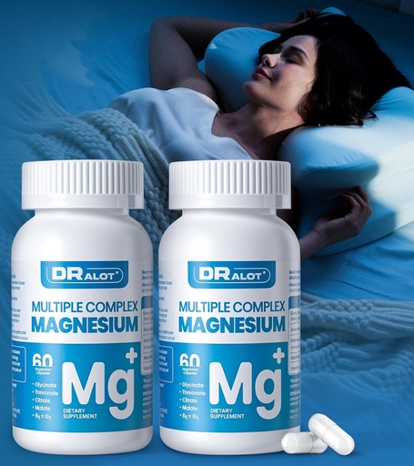[BRSRA2T5OIFB6GTL] Čtyřnásobný doplněk hořčíku, 400mg Chelate Magnesium Glycinátu, L-threonátu, Citrátu a malátu 124; Max Absorpční komplex w / vitamin D3 & B6, pro spanové svaly Nervy, Non- GMO, 120 Vegan Caps