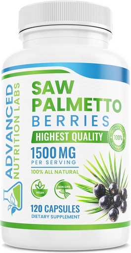 [BRSWKYI7CMORQA3M] Saw Palmetto Berries & Extract - 1500 mg Saw Palmetto Suplemento para Mujeres Hombres - DHT Blocker for Hair Growth, Prostate Support &amp; Urinary Health - 120 Vegan Capsules