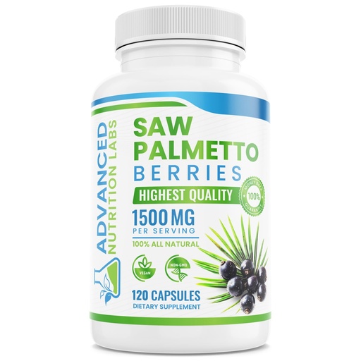 [BRSWKYI7CMORQA3M] Saw Palmetto Berries & Extract - 1500 mg Saw Palmetto Supplement for Men & Women - DHT Blocker for Hair Growth, Prostate Support & Urinary Health - 120 Vegan Capsules