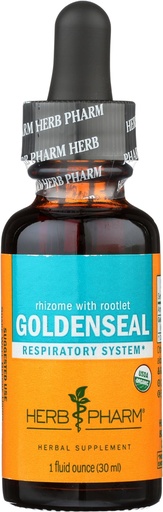 [BRSWIY35AIOGCFDE] Herb Pharm Certified Organic Goldenseal Liquid Extract Drops for Respiratory System Support, Organic Cane Alcohol, 1 Oz