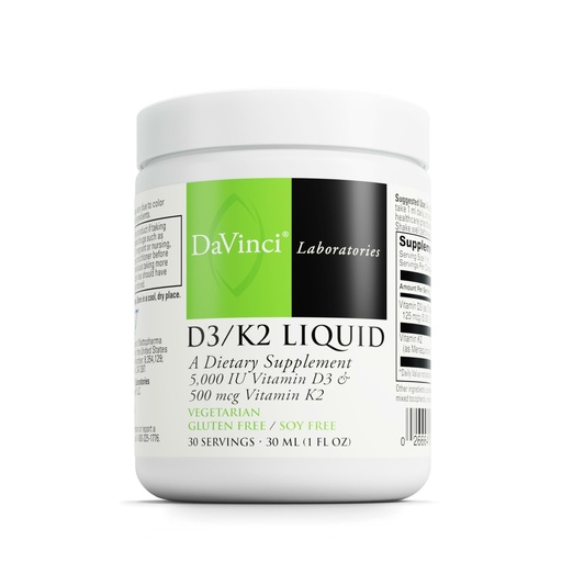 [BRSWG2QCOZ4GGDIZ] DAVINCI Labs D3/K2 Liquid - Liquid Vitamin D & Vitamin K Supplement for Bone Health, Heart Support & Calcium Absorption* - 30mL (30 Servings)