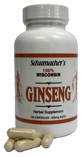 [BRSWICQTOQDQI3A7] American Ginseng Capsules, 100% Pure Wisconsin Ginseng, 500mg, 100 Capsules - BEST Ginseng Supplement, Pure Potent Wisconsin Ginseng Roots by Schumacher Ginseng by Schumacher Ginseng